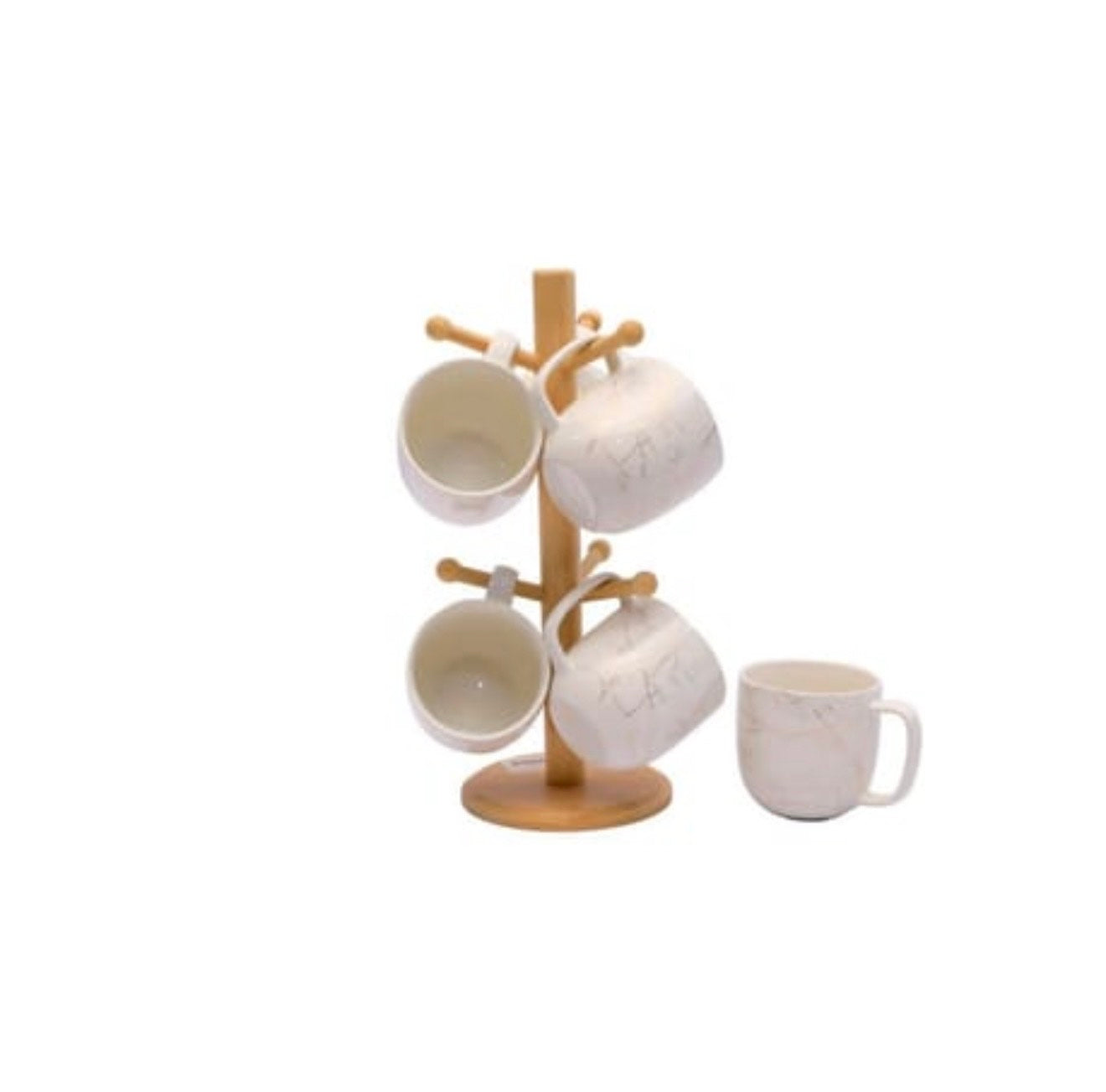 5 Piece Mug Set With Bamboo Stand